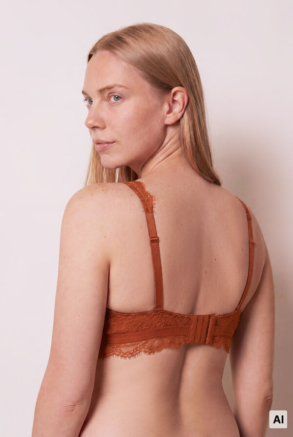 Women'secret Brown lace padded halterneck bra INTUITIVE nude