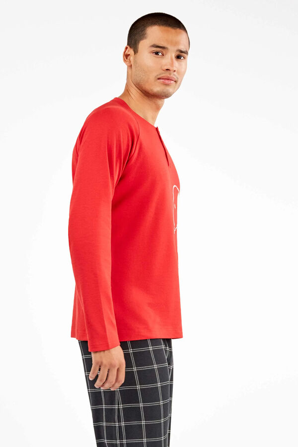 Gisela Snoopy mint&aacute;s interlock k&ouml;t&ouml;tt f&eacute;rfi pizsama szett burgundia