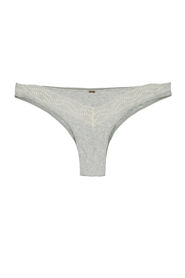 Womensecret Grey lace and cotton Brazilian panty grey