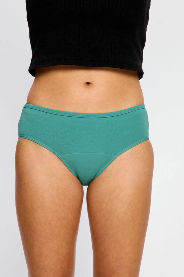 Modibodi Cueca Menstrual de Algod&atilde;o Org&acirc;nico Fluxo Abundante Verde verde