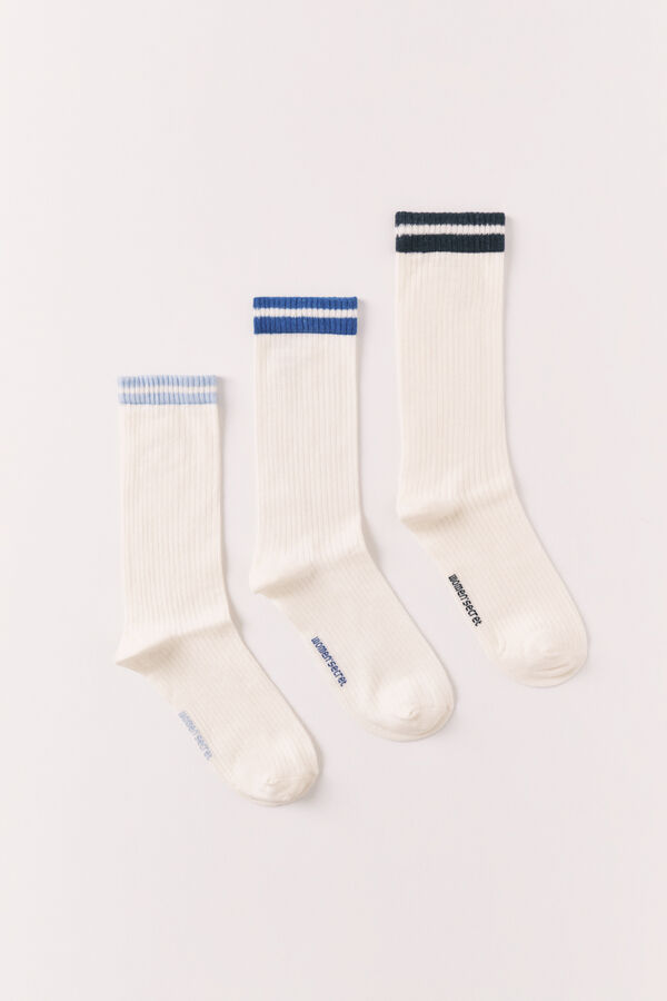 Women'secret White 3-pack long ribbed socks white
