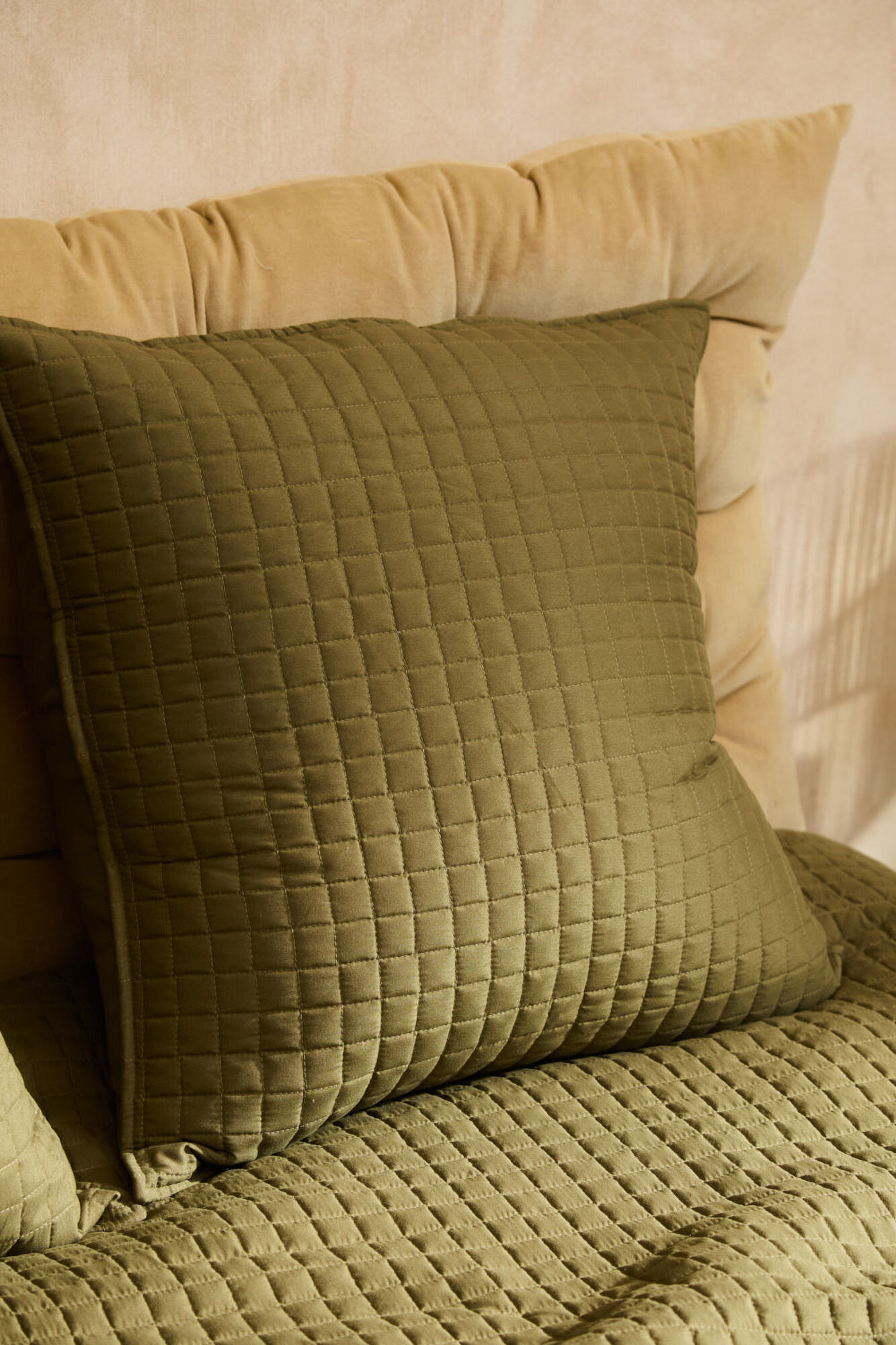 Calma House H&uuml;lle quadratischer Kissenbezug &bdquo;Narbonne &ldquo; , Gr&uuml;n