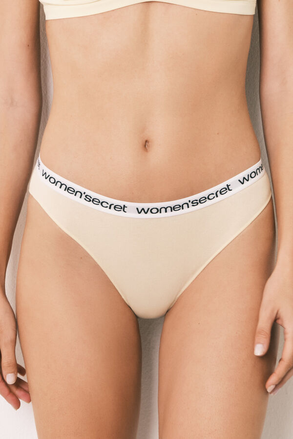 Women'secret Lot de 7 culottes classiques en coton unies avec logo blanc