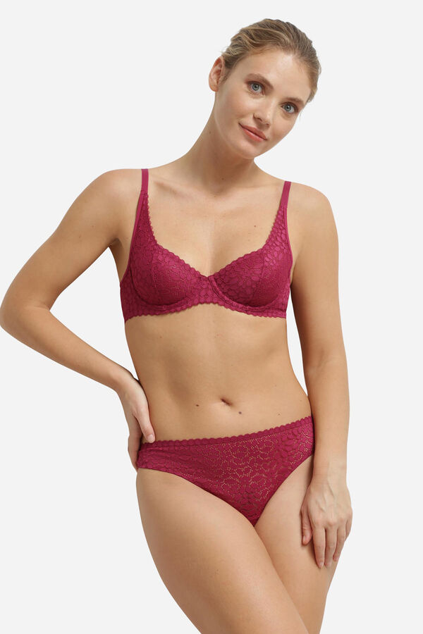 DIM Sujetador con aro de encaje floral morado/lila