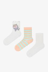 Penti Striped cat 3-pack ankle socks printed