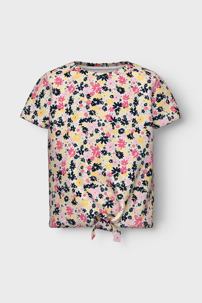 Womensecret Camiseta niña estampada flores blanco