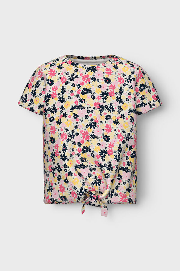 Womensecret Girl's floral print T-shirt fehér
