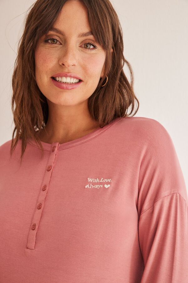 Womensecret Duga pidžama „maternity” ružičaste boje s cvjetnim uzorkom Ružičasta