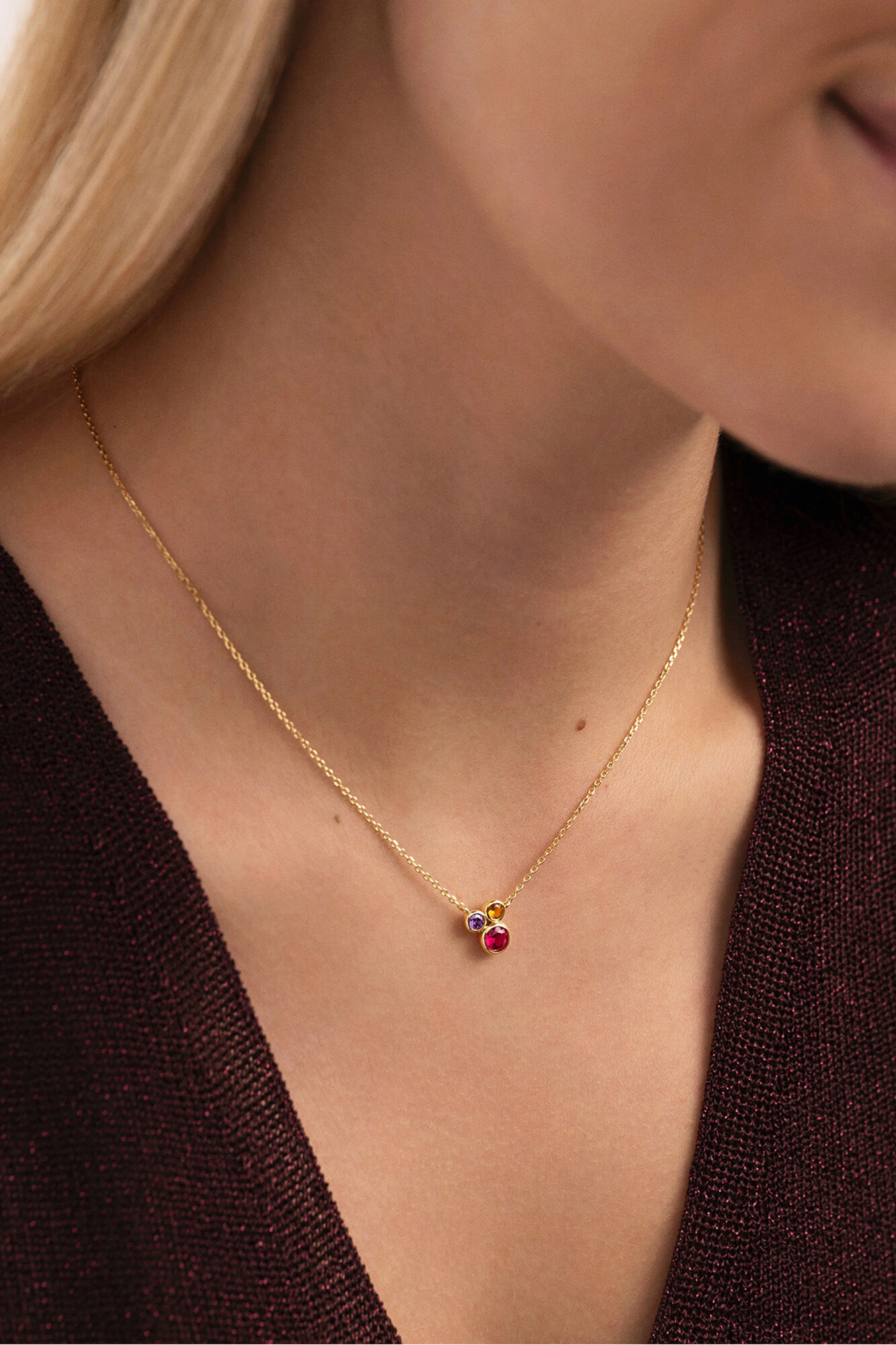 Singularu Halskette Rainbow Bubbles Vergoldet