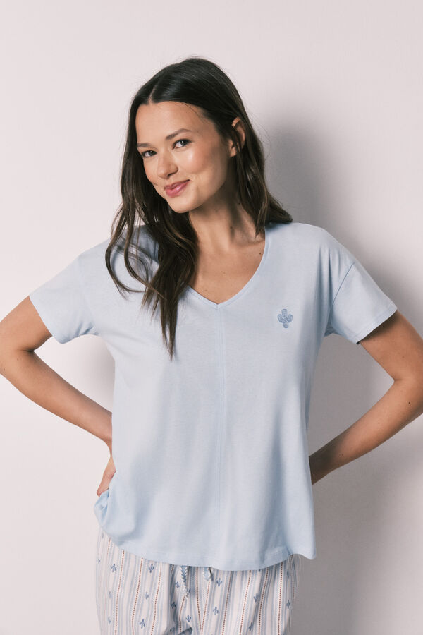 Women'secret Blue cotton capri pyjamas blue