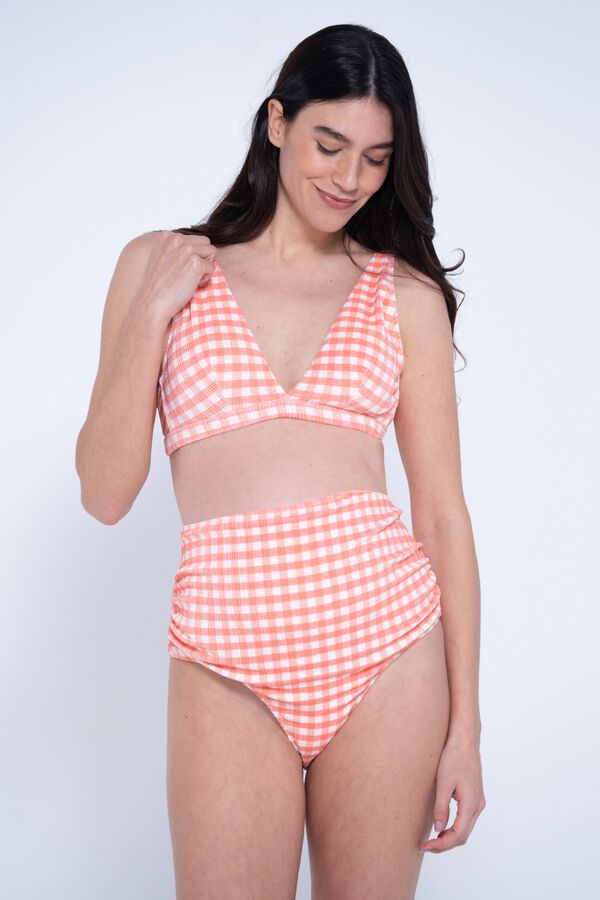Ohma Gingham print maternity swimwear red