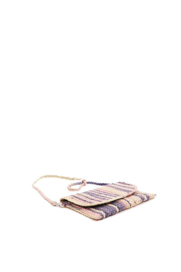 Womensecret Grey striped raffia crossbody bag rózsaszín