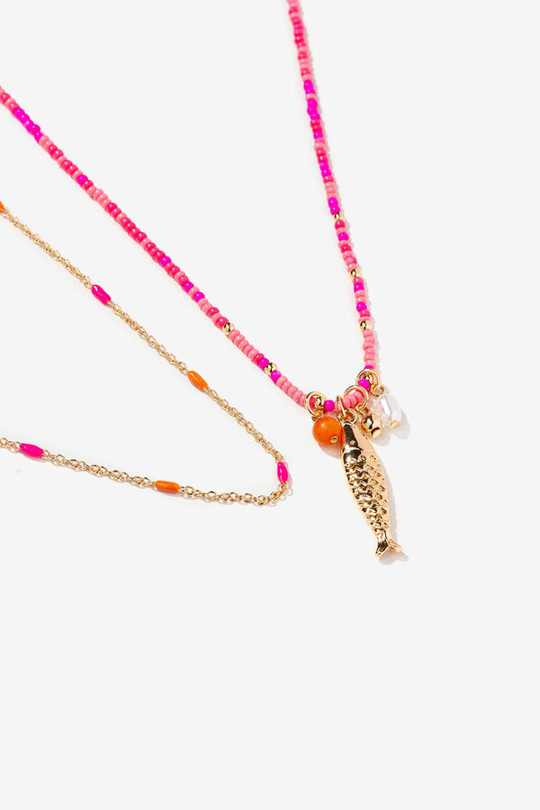 Vilanova Pacote com 2 colares com pingentes de peixe rosa