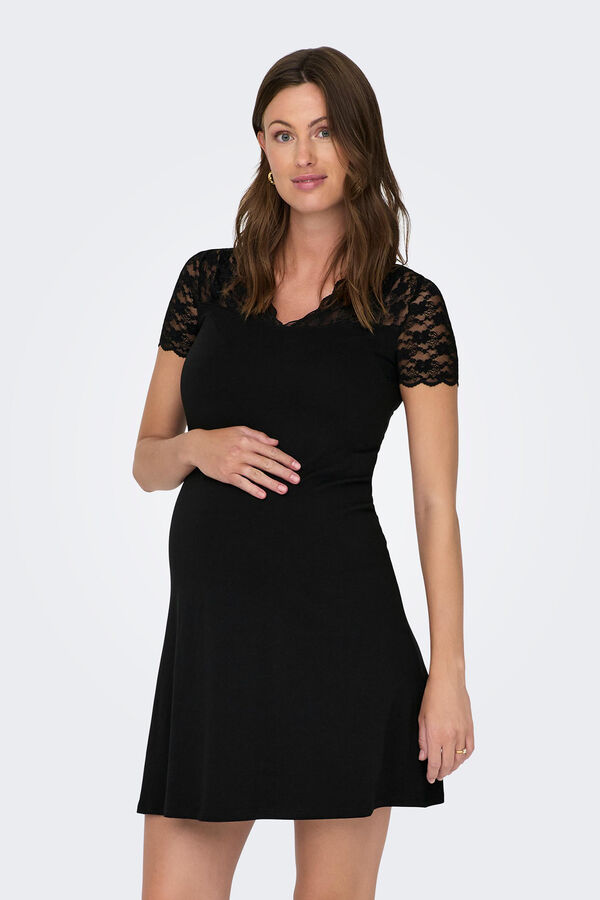 Womensecret Short V-neck maternity dress Crna