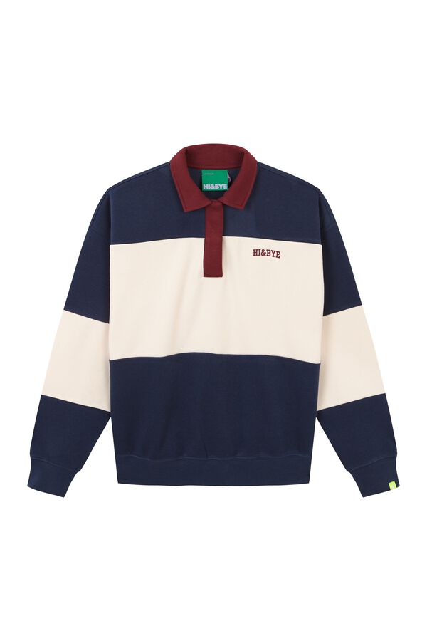 HI&BYE Blue striped maxi polo sweatshirt blue