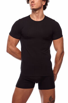Womensecret Camiseta termal de hombre cuello redondo manga corta negro