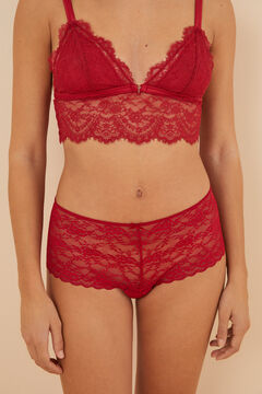 Womensecret Red wide lace Brazilian panty burgundy