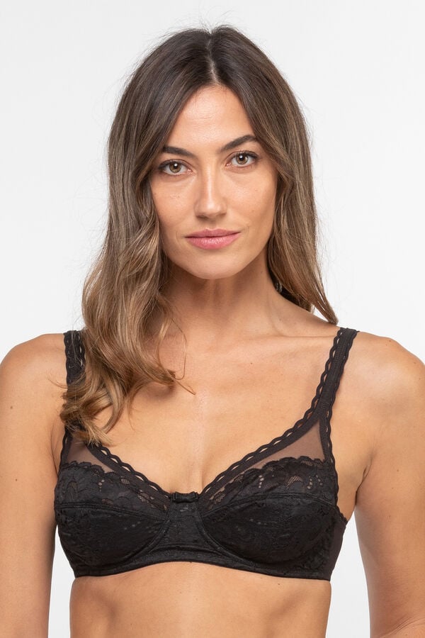 Womensecret Support bra with recycled lace  black