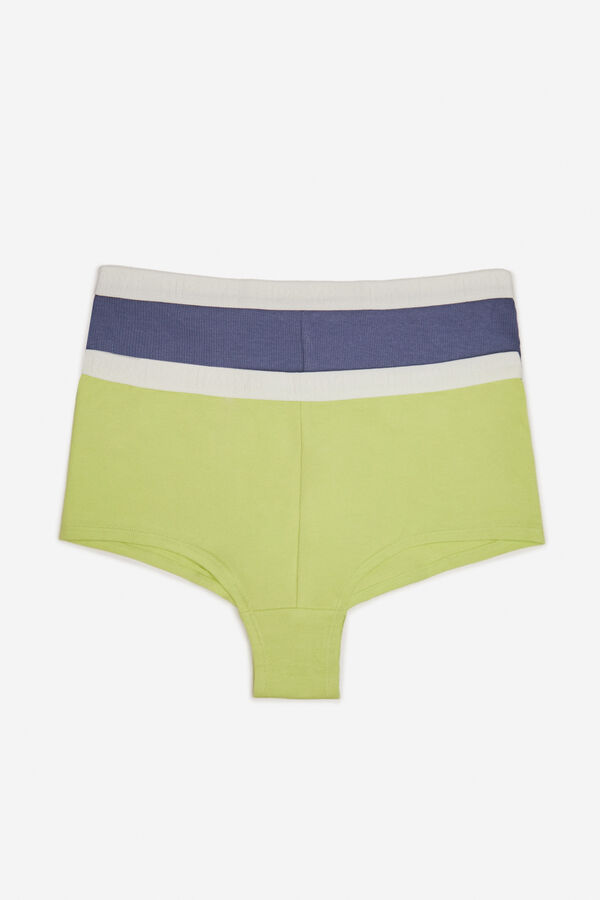 Womensecret Pack of 2 cotton culotte panties in lime and blue 