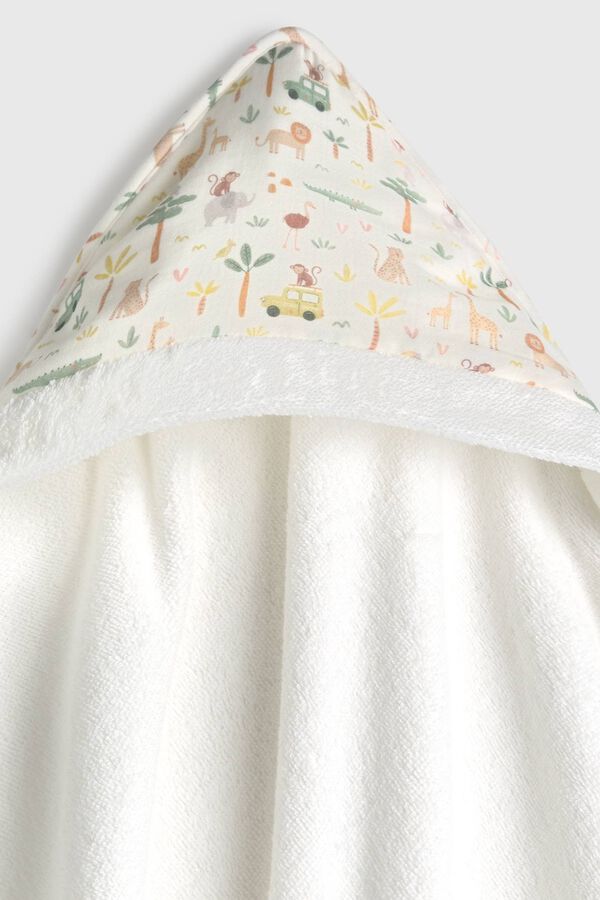 Textura Jungle print hooded towel white