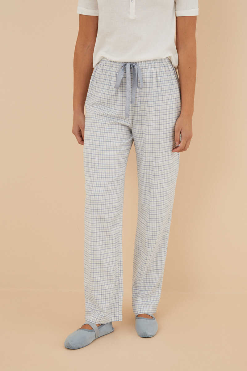 Womensecret Long checked blue lurex trousers printed