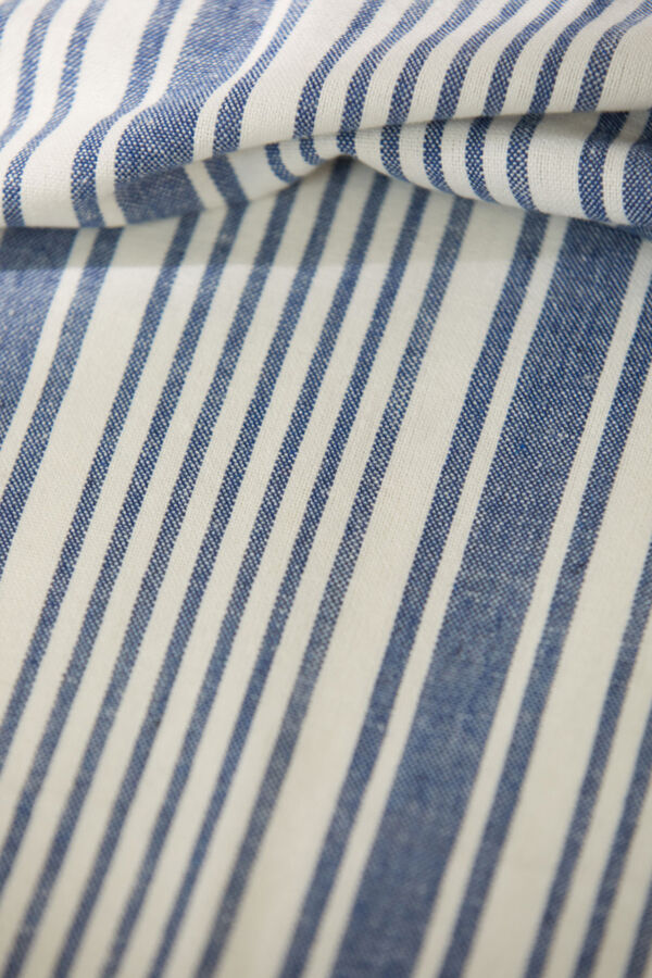 Calma House Haiti blue striped recycled cotton quilt bleu