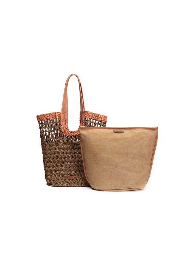 Abbacino  Brown raffia basket bag nude