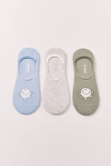 Women'secret Lot de 3 chaussettes invisibles imprim&eacute; Mr.Men imprim&eacute;