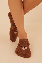 Women'secret Fluffy bear no-show socks nude