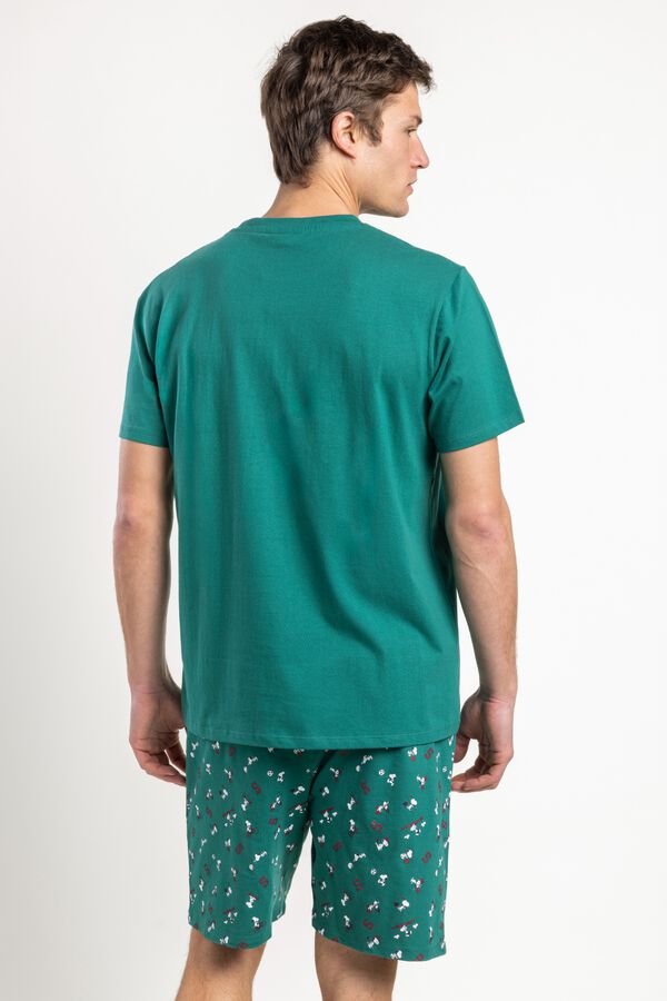 Admas Embroidered Snoopy short pyjamas green