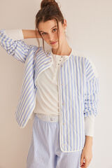 Womensecret Blue striped quilted robe blue