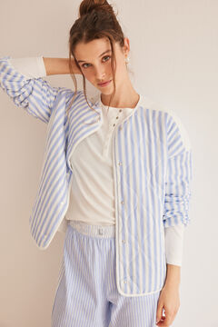 Womensecret Blue striped quilted robe blue