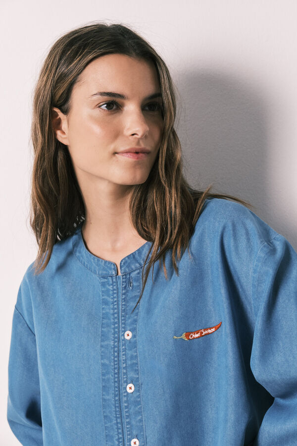 Women'secret Blue light denim short camisole blue