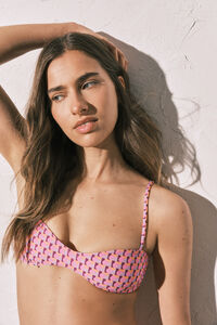 Women'secret Pink geometric print horizontal bikini top