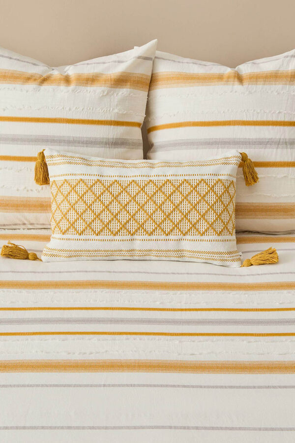 Textura Bettbezug Streifen Fransen mit Print