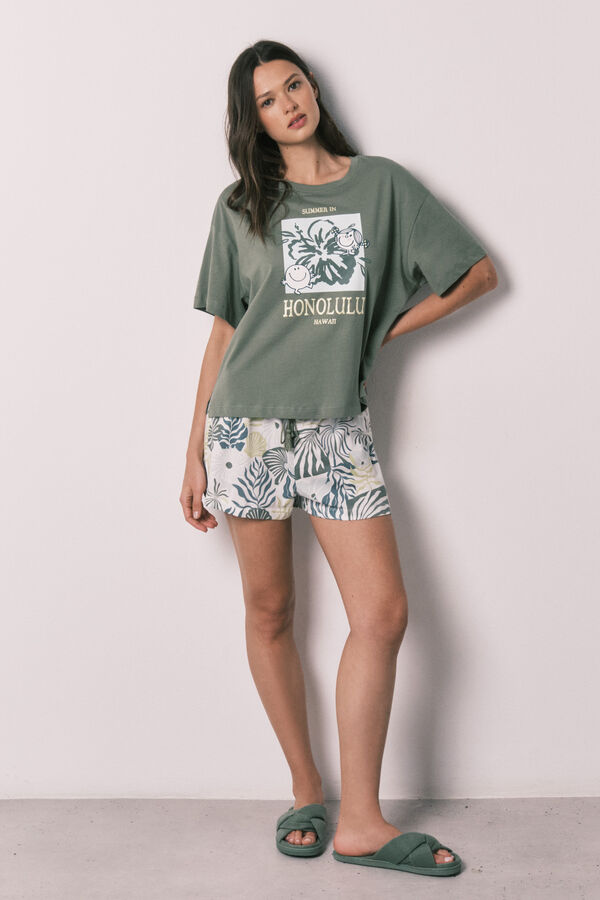 Women'secret Pyjama court &agrave; manches courtes vert Little Miss&trade; imprim&eacute;