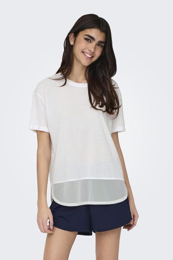 Womensecret Loose fit short-sleeved T-shirt Bijela