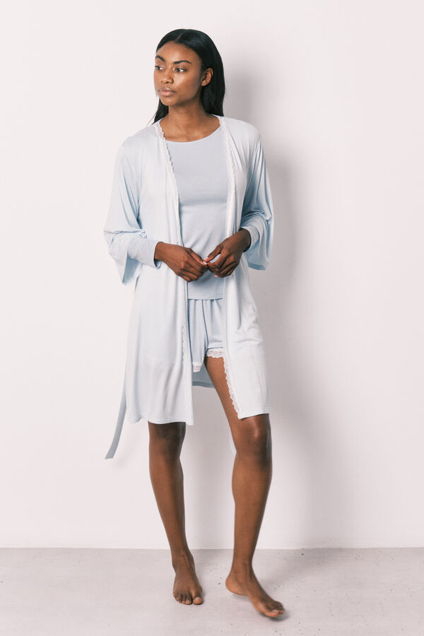 Women'secret Blue viscose soft touch midi robe blue