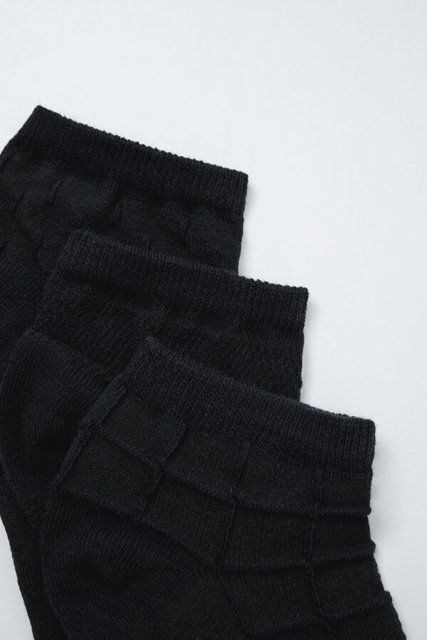 Women'secret Black short textured 3-pack socks black