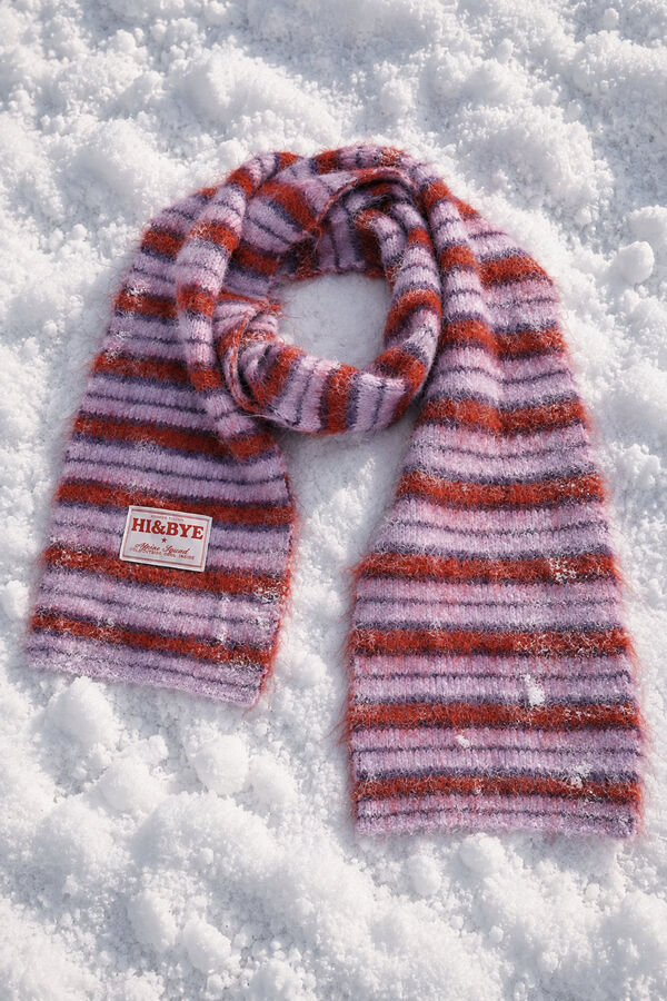 HI&BYE Foulard &agrave; rayures violet rose