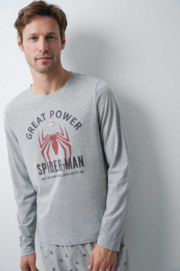 Women'secret Spiderman cotton long pyjamas grey