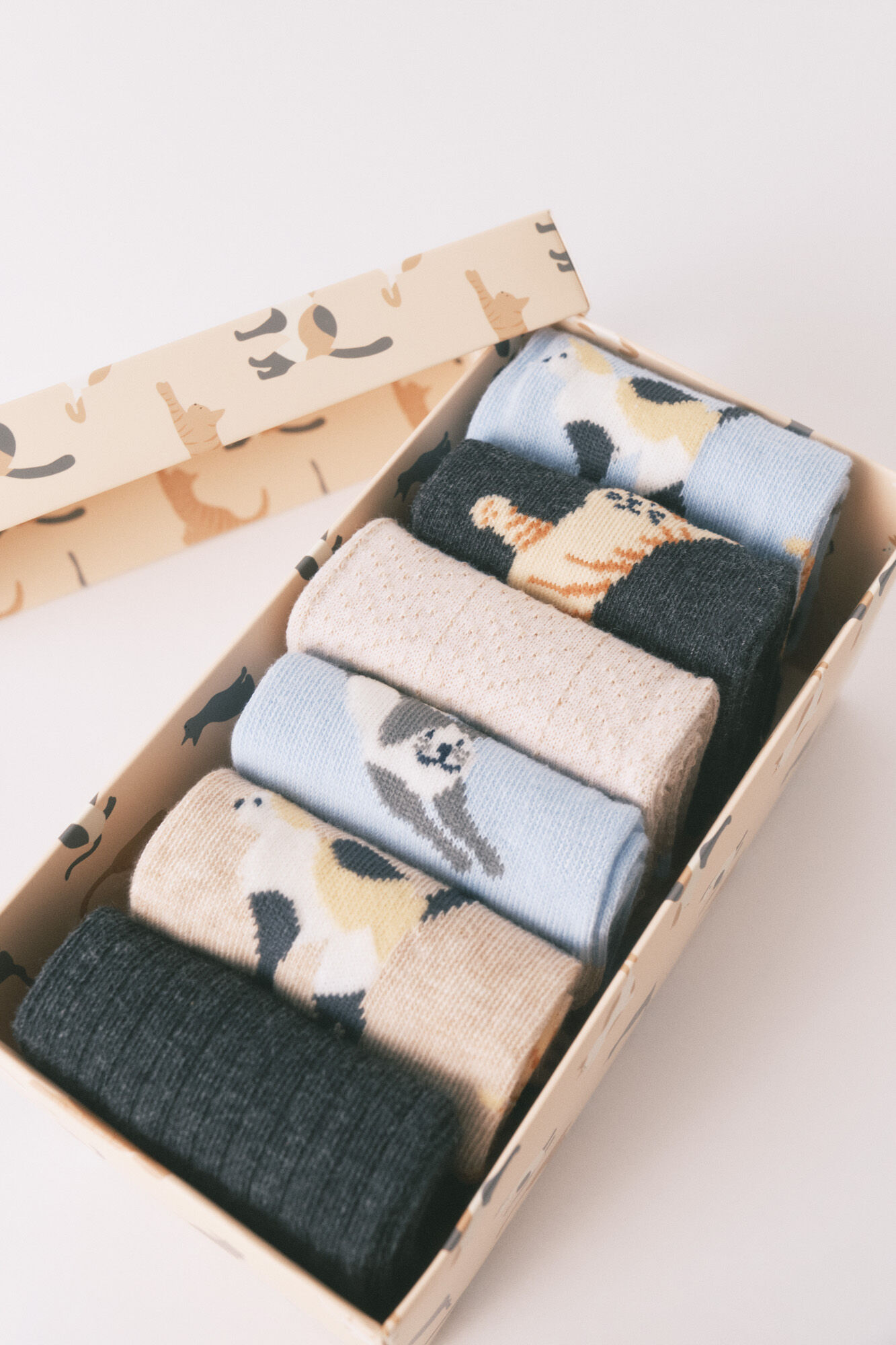 Women'secret Pack of 6 long cotton socks with cats  