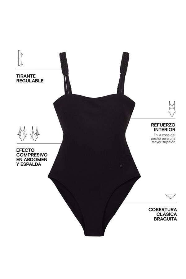 Women'secret Black shaping straight neckline swimwear black