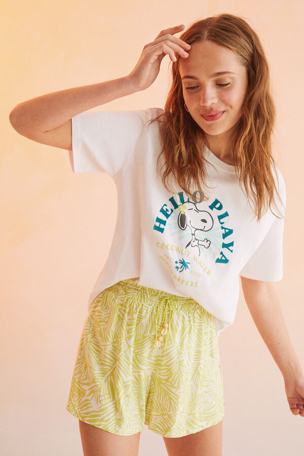 Womensecret T-Shirt 100 % Baumwolle Snoopy Weiß Naturweiß