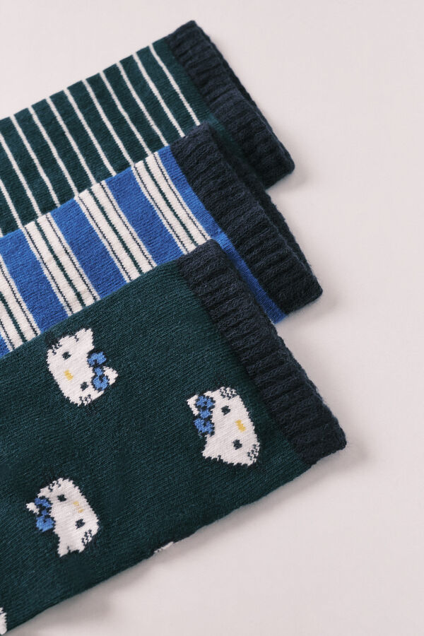 Women'secret 3-pack short striped socks "Hello Kitty" printed
