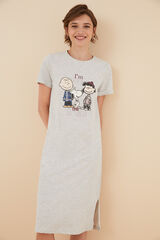 Womensecret Nachthemd 100 % Baumwolle Snoopy & Co Grau