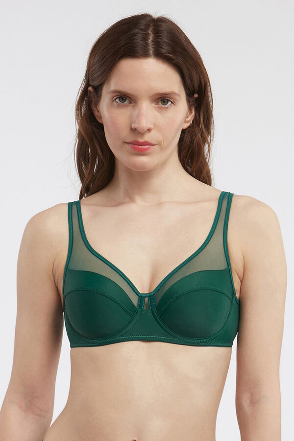 Womensecret Generous full cup underwired bra with tulle Zelena