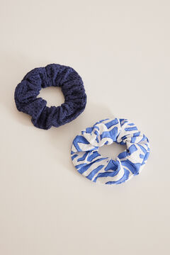 Womensecret Pack de 2 scrunchies estampados em azul e branco estampado