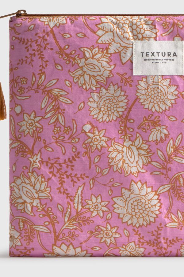 Textura Neceser algod&oacute;n floreado estampado