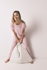 HI&BYE Pink cotton mini floral print long pyjamas pink